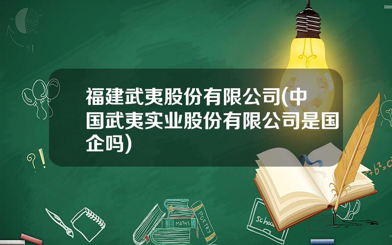 福建武夷股份有限公司(中国武夷实业股份有限公司是国企吗)