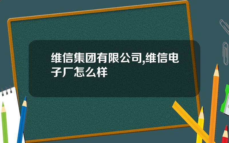 维信集团有限公司,维信电子厂怎么样