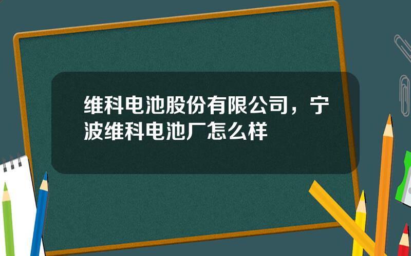 维科电池股份有限公司，宁波维科电池厂怎么样