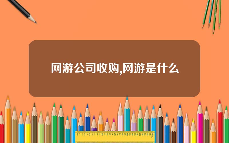 网游公司收购,网游是什么