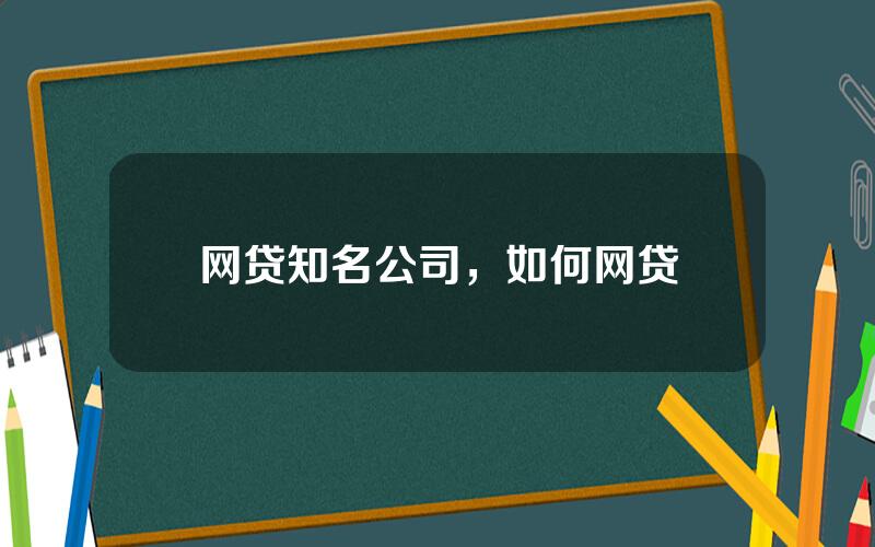 网贷知名公司，如何网贷