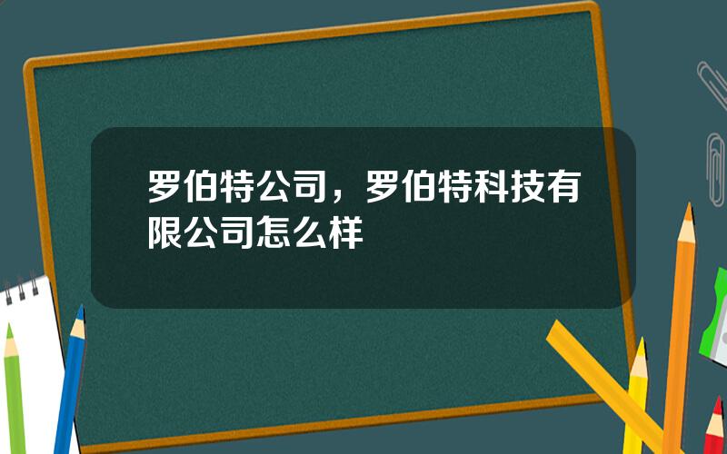 罗伯特公司，罗伯特科技有限公司怎么样