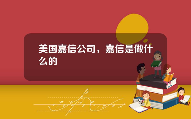 美国嘉信公司，嘉信是做什么的