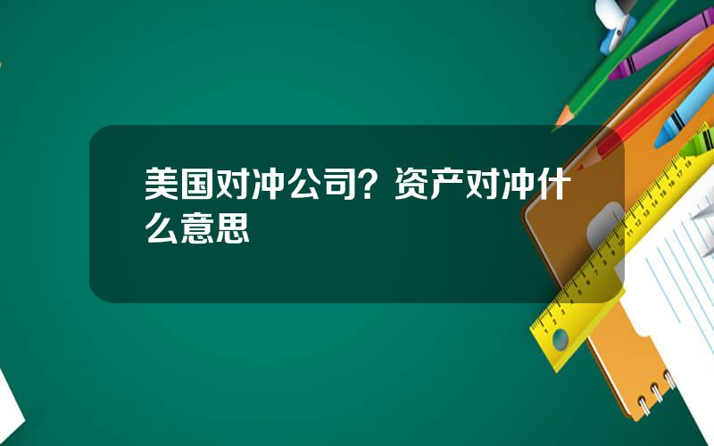 美国对冲公司？资产对冲什么意思