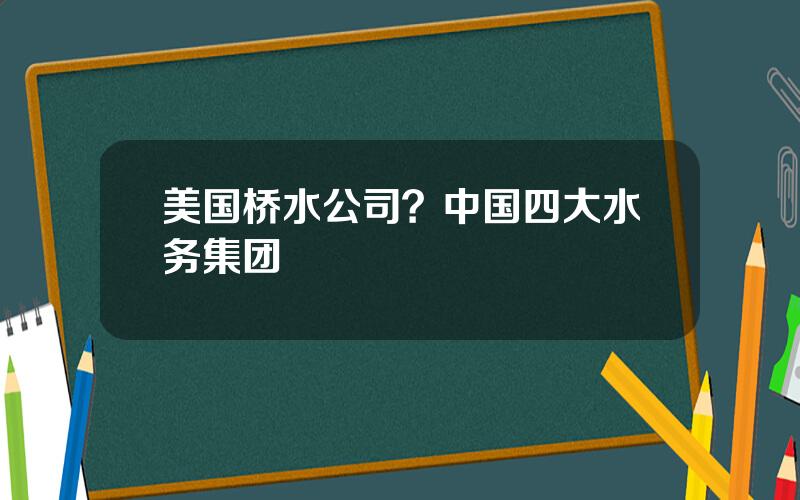 美国桥水公司？中国四大水务集团