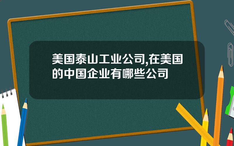 美国泰山工业公司,在美国的中国企业有哪些公司