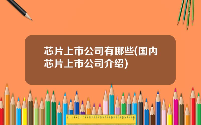 芯片上市公司有哪些(国内芯片上市公司介绍)