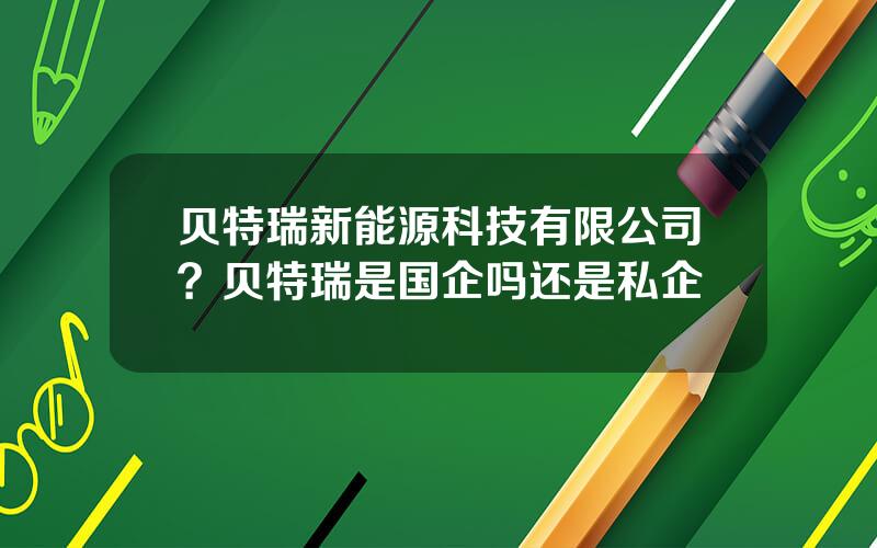 贝特瑞新能源科技有限公司？贝特瑞是国企吗还是私企