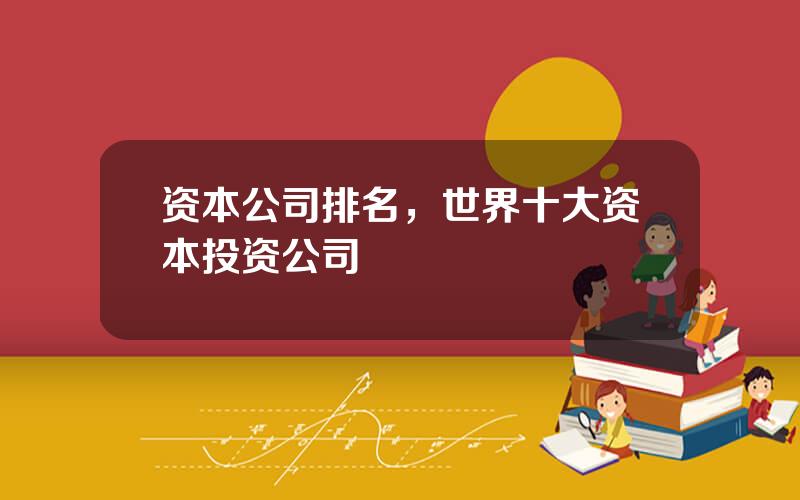资本公司排名，世界十大资本投资公司