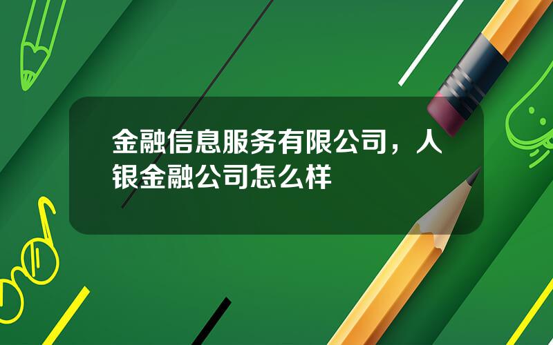 金融信息服务有限公司，人银金融公司怎么样