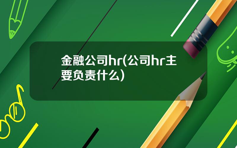 金融公司hr(公司hr主要负责什么)