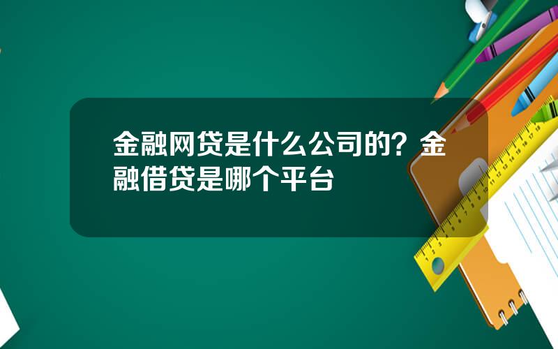 金融网贷是什么公司的？金融借贷是哪个平台